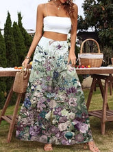 Floral Pattern Loose High Waist Wide Leg Pants for Women