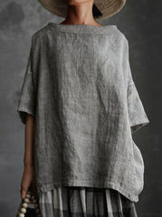 Half sleeve round neck plain comfy casual blouses