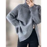 Casual High Collar Slit Pure Colour Vest Sweater