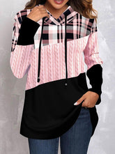 Hooded Grid Woman Long Sleeve Hoodies