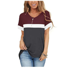 Stylish Gored V neck Short sleeve T-Shirts