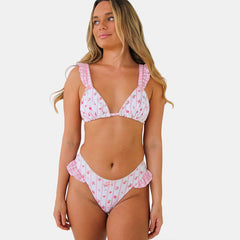 Floral Printed Two pieces Small frill swimwear bikini