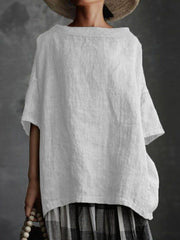 Half sleeve round neck plain comfy casual blouses