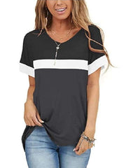 Stylish Gored V neck Short sleeve T-Shirts
