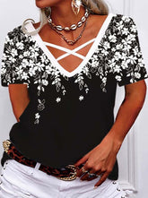 Summer V neck Short sleeve Fashion T-shirts