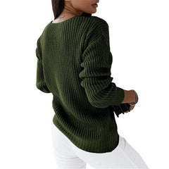 V neck Long sleeve Thick Knit Twist sweaters