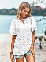 Sweet Plain Knit Top Short Sleeve Woman Fashion T-shirts
