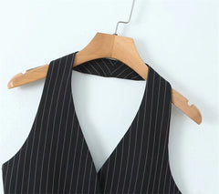 Y2K Bustiers Buttons Up Vest Waistcoat Summer Cropped V-neck Backless Slim Fit Corset Streetwear Crop Top