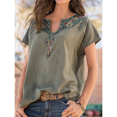 Loose bohemia women v neck T-shirts