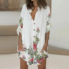 Stylish Turn down neck women printed blouses