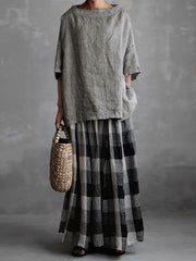 Half sleeve round neck plain comfy casual blouses