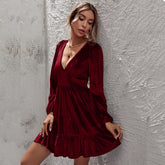 Bubble Sleeve Velvet Dress