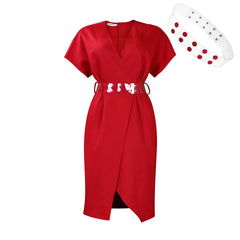Casual temperament solid color slit half sleeve shift dresses