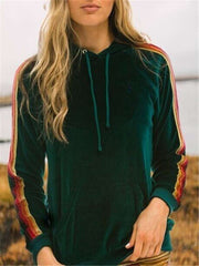 Fashion Stripe Suede Long sleeve Hoodies Sweatshirts