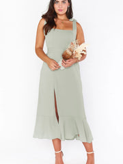 Shoulder Stripes Women Cotton Linen Casual Maxi Dresses