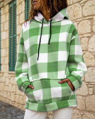 Grid printed casual women Hoodies