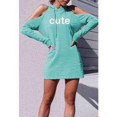 Fashion Word print Off shoulder Long sleeve Hoodies Sweatshirts