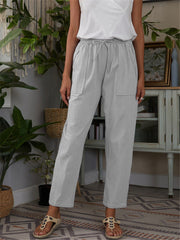 Loose casual women plain long pants with pockets