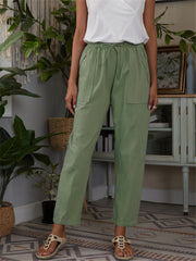 Loose casual women plain long pants with pockets