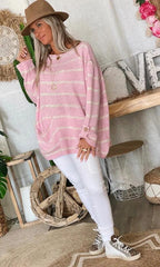 Loose casual stripe long sleeve sweaters