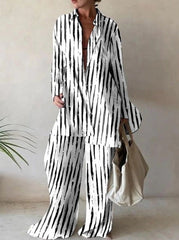 Stylish printed women blouse pants two pieces sets