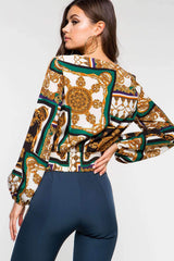Floral Long sleeve V neck Blouses
