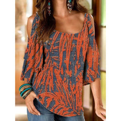 Fashion U neck off shoulder half sleeve Tops shirts