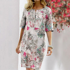3/4 Sleeve Casual Printed Maxi Dresses