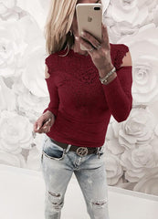 Lace Gored Long sleeve T-Shirts