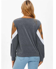 Fashion Star print Gored Round neck Long sleeve T shirt Sweatshirts