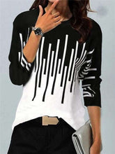 Fashion Stripe print Round neck Long sleeve T-Shirts