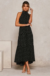 Polka Dot Print Bohemian Maxi Dress