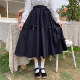 Summer Kawaii Bow High Waist A-Line Midi Skirt