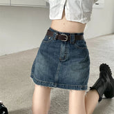Rimocy Harajuku Vintage Y2K High Waist Clubwear Denim Mini Skirt