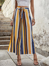 Boho Print Striped Split Pants