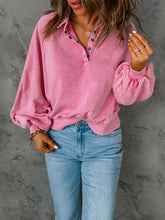 Blouses Solid Color Lantern Sleeve Lapel Blouse for Women