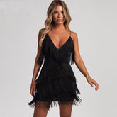 Deep V-Neck Backless Patchwork Bodycon Dress
