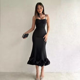 Summer Sleeveless Backless Elegant Midi Dress