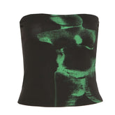Top One Line Neck Chest Wrap Black I-line Casual Short Vest