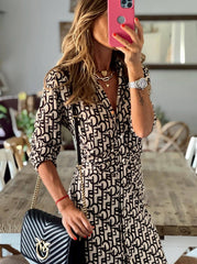 Turn Down Neck Shirt Collar Buckle Regular Fit Casual Dress Maxi Dresses