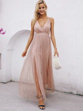 Pink Lace Blue Party Long Dress Summer Elegant V-neck Even Maxi Dresses