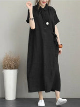 Summer Cotton Linen Vintage Casual Loose Mid-length Maxi Dress