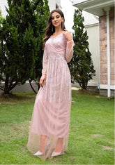 Summer Elegant Long Sleeve Gauze Tulle Wedding Dress