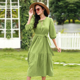 Half Sleeve Solid Dress