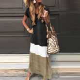 Fashion V-Neck Short Sleeve Pullover Boho Dress