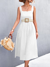 Summer Solid Color Square Neck Holiday Dress Maxi Dresses