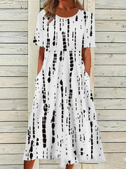 Summer round neck peinted maxi dresses long dress