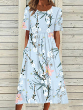 Summer round neck peinted maxi dresses long dress