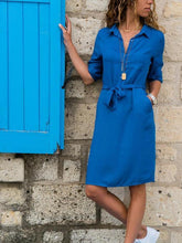 Lacing Fastener Lapel Skater Dresses