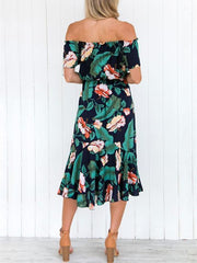 Floral Off-shoulder Bohemia Dress